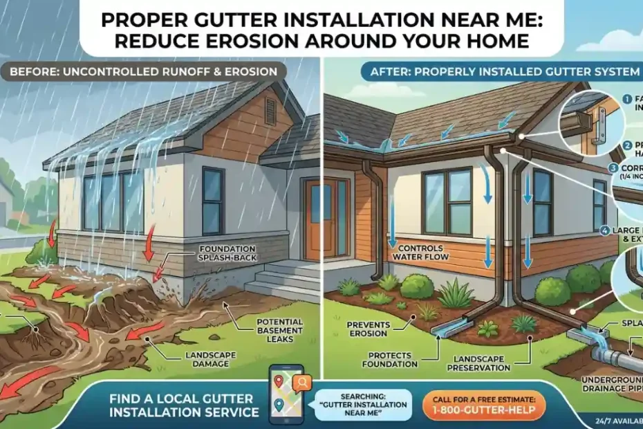 Proper Gutter Installation Near Me Reduce Erosion Around the Home